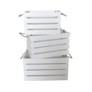 Cassetta in abete bianca 41X33H23 in set di 3