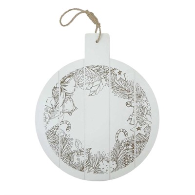 Tagliere decorativo bianco in legno di abete Ø41