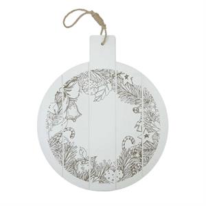 Tagliere decorativo bianco in legno di abete Ø41