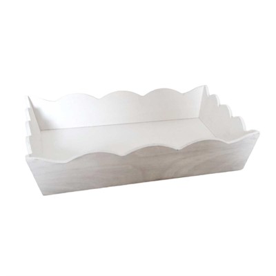 Vassoio rettangolare smerlato in legno di abete bianco 38X30H8 