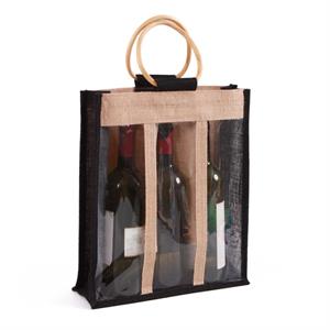 Portabottiglie triplo in juta nero 30X10H35 