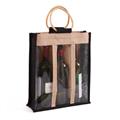 Portabottiglie triplo in juta nero 30X10H35 