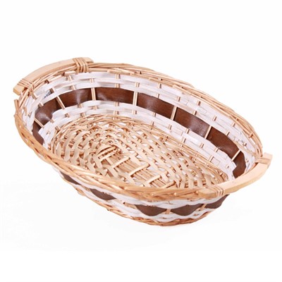 Cesto ovale in vimini naturale/bianco 52/49X39H13