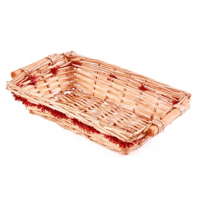 Cesto rettangolare in vimini miele/rosso 40/36X27H10 