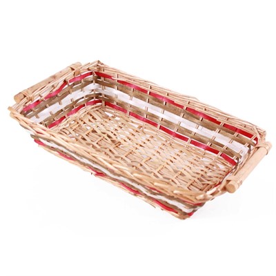 Cesto rettangolare in vimini rosso/bianco 54/51X38H13