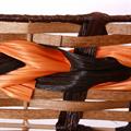 Cesto in ecorattan marrone e arancione 40X26H9 