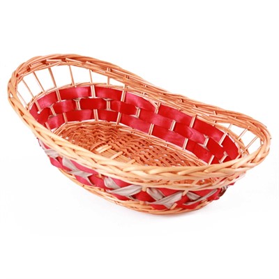 Cesto da confezionamento ovale in vimini rosso 51X36XH12/17 