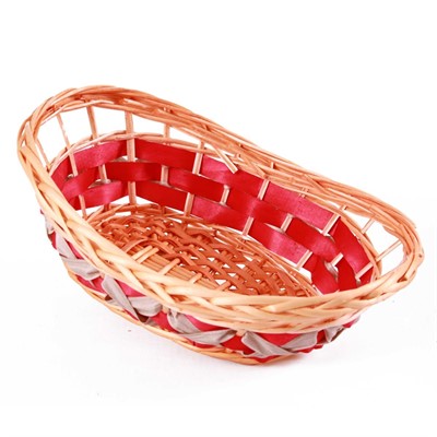 Cesto da confezionamento ovale in vimini rosso 36X25XH10/13 