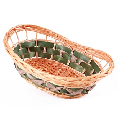 Cesto da confezionamento ovale in vimini verde 36X25XH10/13 