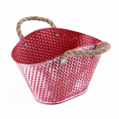 Vaschetta ovale in latta rosso scuro 24X17H15 