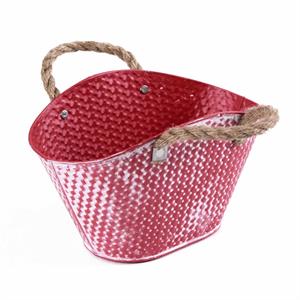 Vaschetta ovale in latta rosso scuro 24X17H15 