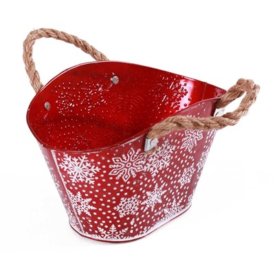 Vaschetta ovale in latta rossa 24X17H15