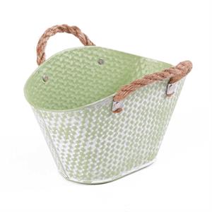 Vaschetta ovale in latta verde chiaro 24X17H15