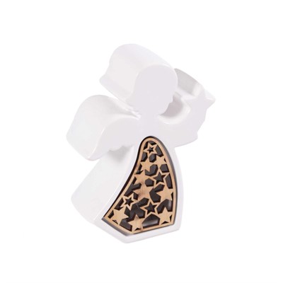Angelo in ceramica e bambù con Led 12,5H17 