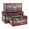 Baule in mdf stampa Bicicletta 70X44H35 in set di 3