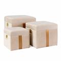 Pouf quadrato in velluto bianco 46X46H42 in set di 3