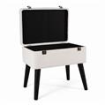 Sgabello contenitore in bouclé bianco 50X35H45 