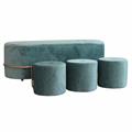 Panca contenitore con pouf in velluto turchese 124X49H48 