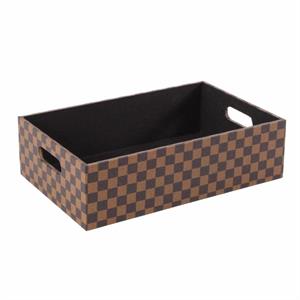 Vassoio in mdf/PU marrone e nero 36X26H10 