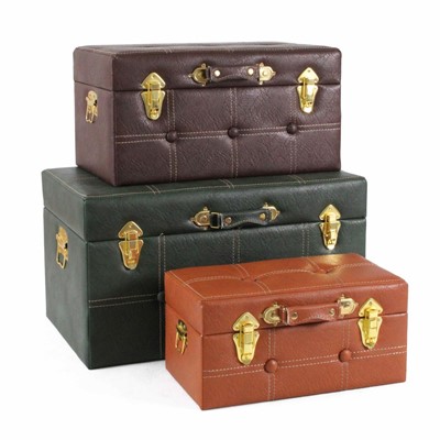 Baule in mdf/PU in colori assortiti 60X37H33 in set di 3