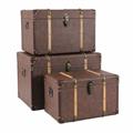 Baule in mdf/pu marrone 52X35H35 in set di 3