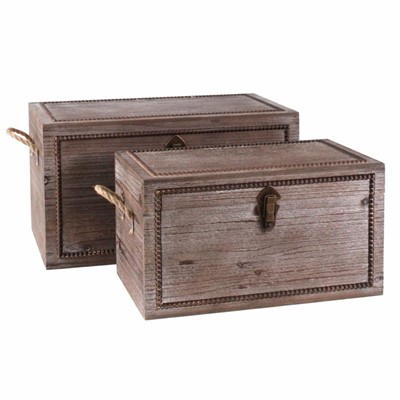 Baule in legno invecchiato 60X35H33 in set di 2 