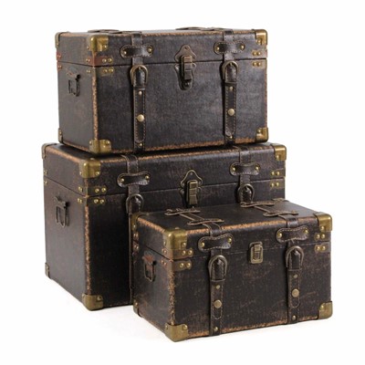 Baule in mdf/PU nero 46X30H30 in set di 3