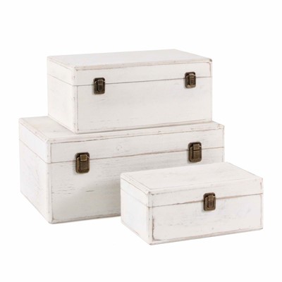 Baule in mdf sbiancato 45X30H20 in set di 3