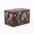 Baule in legno stampa planisfero 59X35H35 in set di 3
