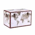 Baule in legno stampa planisfero 59X35H35 in set di 3