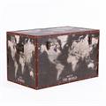 Baule in legno stampa planisfero 59X35H35 in set di 3