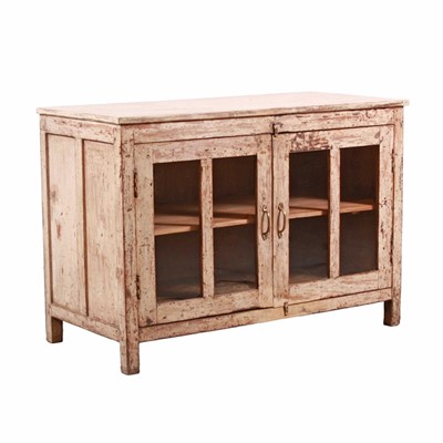 Vetrina in legno di teak bianco anticato 120X57H82
