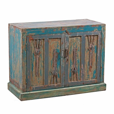 Mobile blu anticato in teak 93X45H69 