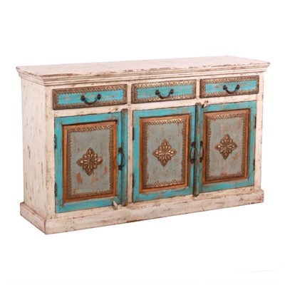 Credenza in mango blu e bianca 155X44H90 