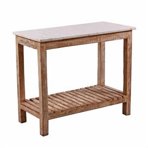 Tavolo in legno di teak e marmo 89X43H75 