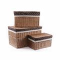 Baule in vimini bollito foderato 75X45H45 in set di 3