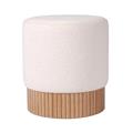 Pouf in tessuto effetto bouclé crema Ø42H45