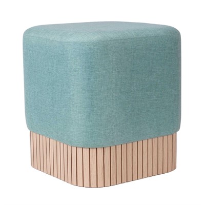 Pouf in tessuto turchese 42X42H45