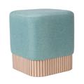 Pouf in tessuto turchese 42X42H45