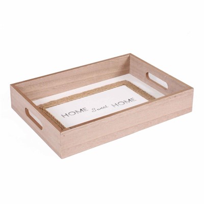 Vassoio in mdf e juta Home sweet Home 34X24H6 
