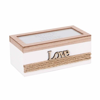 Scatola in legno e juta Love 20X10H9 