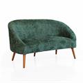Divano Elfo in tessuto verde effetto bouclé 137X69H79