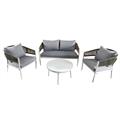 Salotto completo in alluminio grigio e corda Raul 