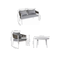 Salotto completo in alluminio grigio e corda Raul 