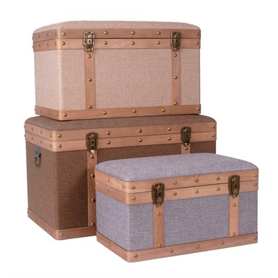 Baule pouf in tessuto 70X44H44 in set di 3