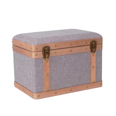 BAULE PUFF TESSUTO LEGNO GRIGIO 49X33H35 MADE IN CHINA