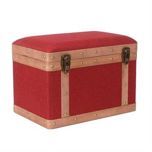BAULE PUFF TESSUTO LEGNO ROSSO 49X33H35 MADE IN CHINA