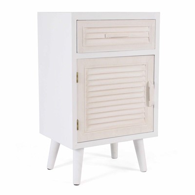 Comodino bianco in legno di pino ed mdf 40X31,5H66,5/50.5