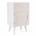 Comodino bianco in legno di pino ed mdf 40X31,5H66,5/50.5