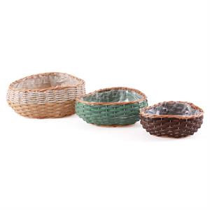 Ciotola in vimini e pvc 30X30H14 in set di 3